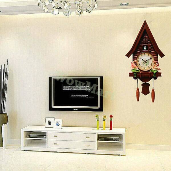 Wowmart Cuckoo Pendulum Quartz Clock Hourly Chime Mute 3Options