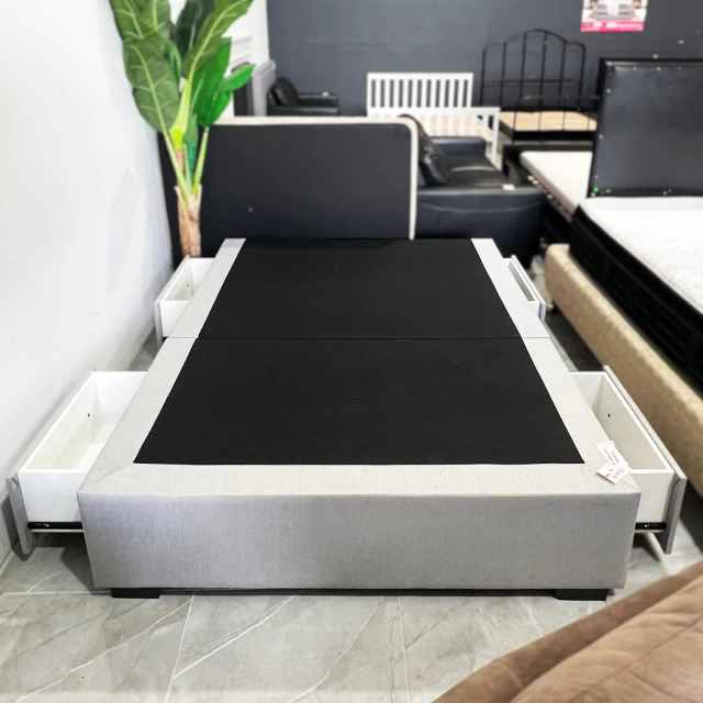 ONLY 450! Sturdy Light Grey Fabric Queen Bed Base with 4 Drawers Beds in Belmont WA Gumtree