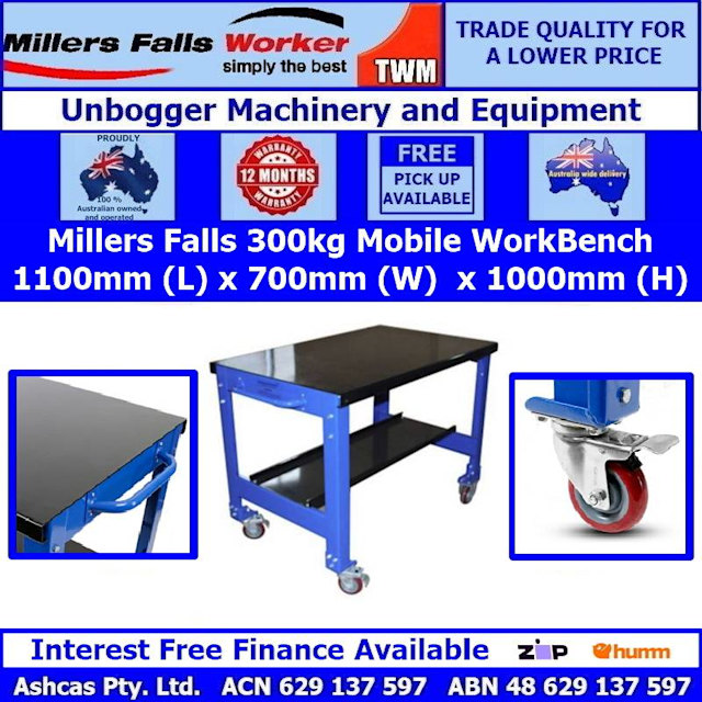 Millers Falls TWM Mobile Steel Workbench / Trolley 300kg Capacity