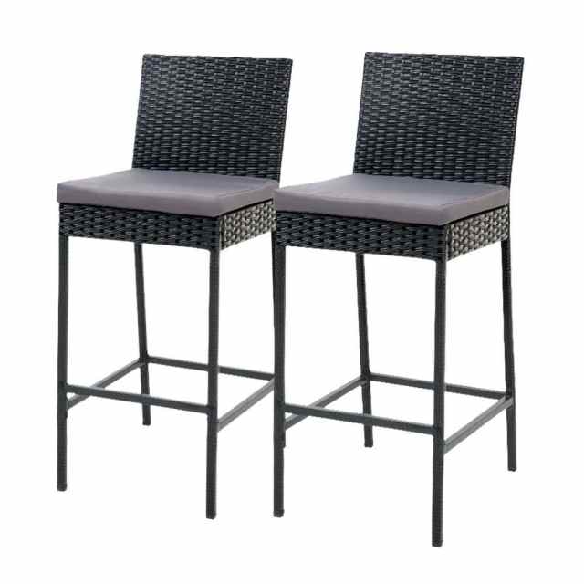 2Piece Outdoor Bar Stools Dining Chair Bar Stools Rattan Furniture