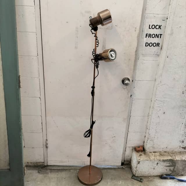 Retro wood , copper and brass curled pig tail cord floor lamp. Floor Lamps Gumtree Australia