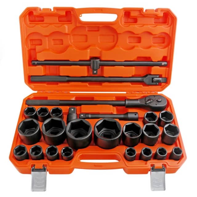 26pc Heavy Duty Truck Impact Socket & Accessories Set Hand Tools
