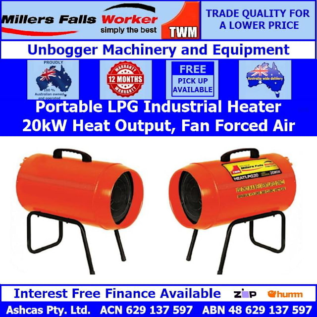 Millers Falls 20kW Industrial Heater LPG Portable Fan Forced