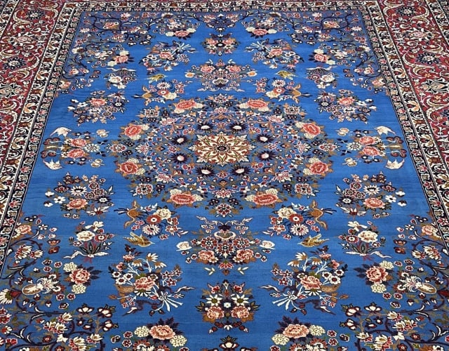 Rare collectible large room size handmade antique Persian Isfahan rug