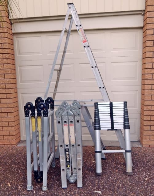 2 Foldable Ladders, Telescopic Ladder, 7 Step Ladder & 2 Step Ladder