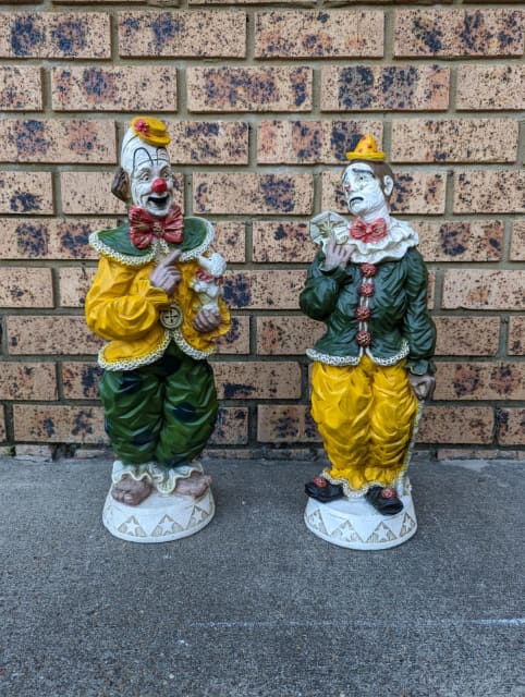 Vintage Clown Statue Universal Statuary Co. 1966 Pair