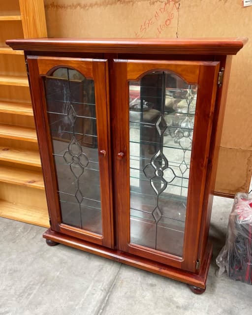 Vintage Leadlight Door with Bevels Display on Bulbous Legs