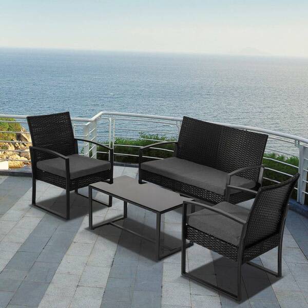 Free Delivery 4PC PE Wicker Garden Lounge Set Lounging & Relaxing
