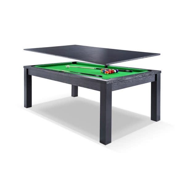 **7Ft Dining Pool Table Black Frame with Top Free Accessories