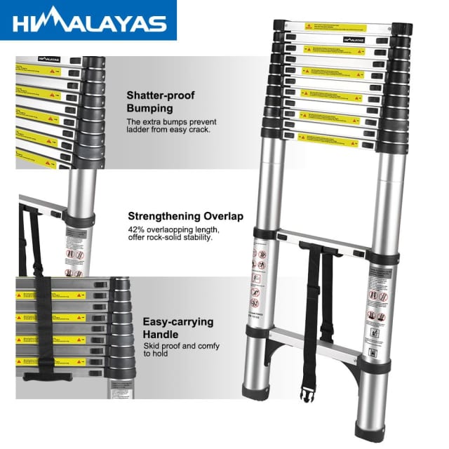 2.6M Telescopic Aluminium Ladder Alloy Extension Extendable Steps Adju