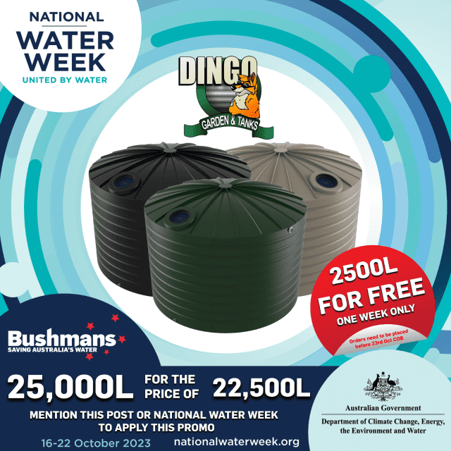 25,000L BUSHMAN TANKS FOR THE PRICE OF 22,500L. Ends 22/10, Water Tank
