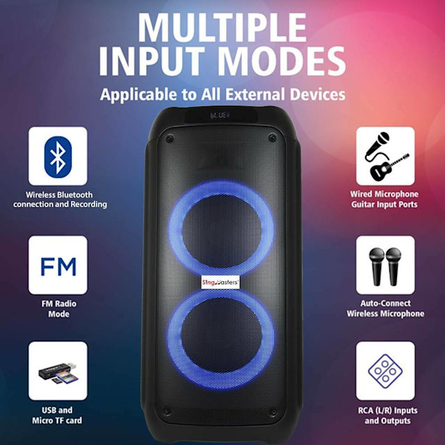 SingMasters Party Box P80 Bluetooth Karaoke Machine Speaker,2 Mics