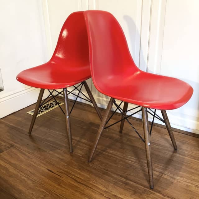 Eames Eifel Tower DSW Red Dining Chair Replica Walnut Legs Study Chair