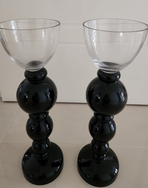 Decortive black and clear glass candle holders Decorative Accessories