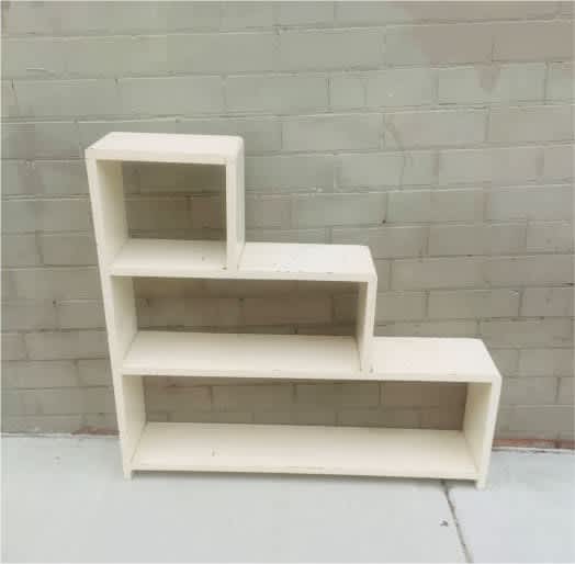1950s White Solid Wood 3 Step Waterfall Bookshelf Etagere Bookcase
