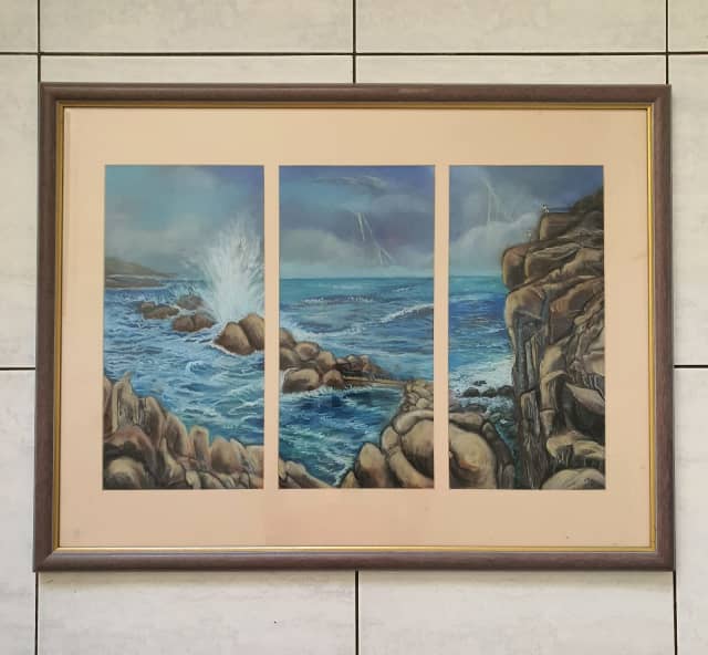 Pippa newby Margaret River crashing rocks triptych painting Art in
