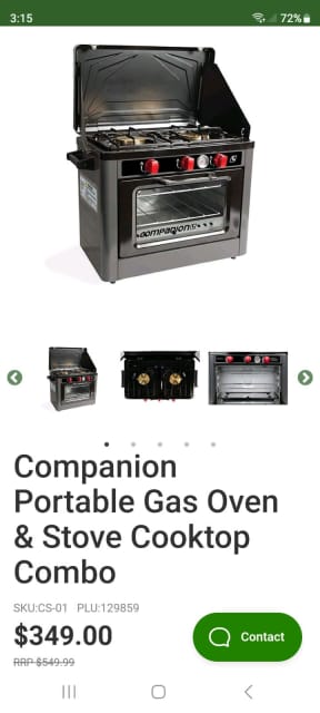 Companion Portable Gas Oven & Stove Cooktop Combo 