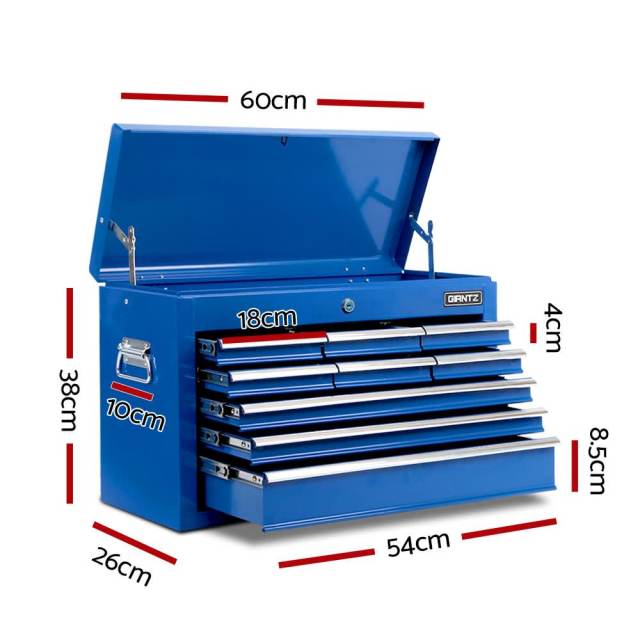 9 Drawer Tool Box Chest Toolbox Storage Garage Organiser Blue
