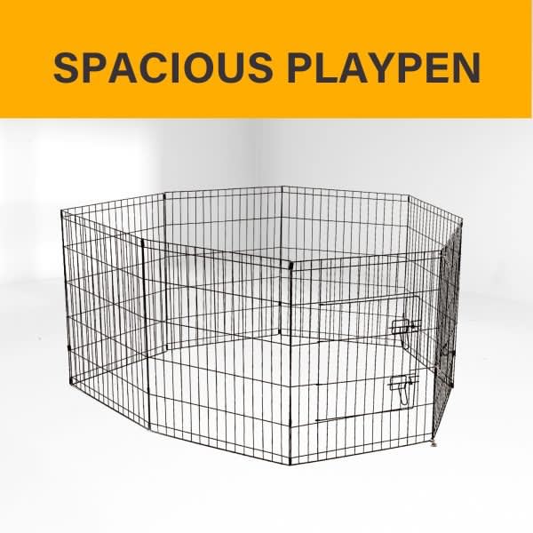 8 Panel Playpen Puppy, All Sizes Black 91x61 cm Pet Products