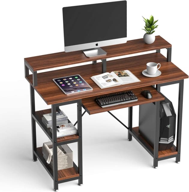Wowmart Metal Wooden Computer Desk Study Office Storage Study Table