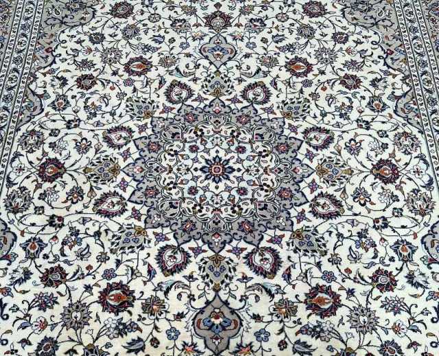 Massive room size wool handmade vintage Persian Kashan rug 4x3m Rugs