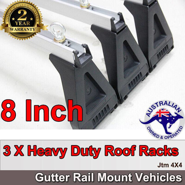 3 X 8in Aluminium Heavy Duty Roof Racks For Gutter Rail Mount Vehicles