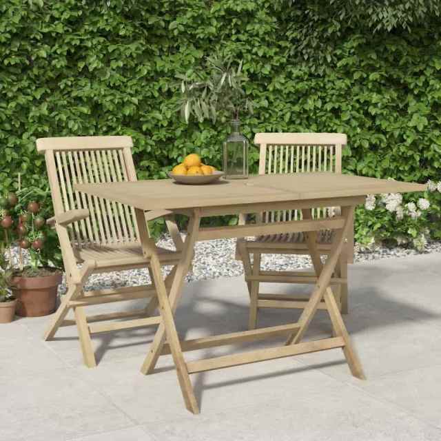 Folding Garden Table Grey 120x70x75 cm Solid Wood Teak... Outdoor