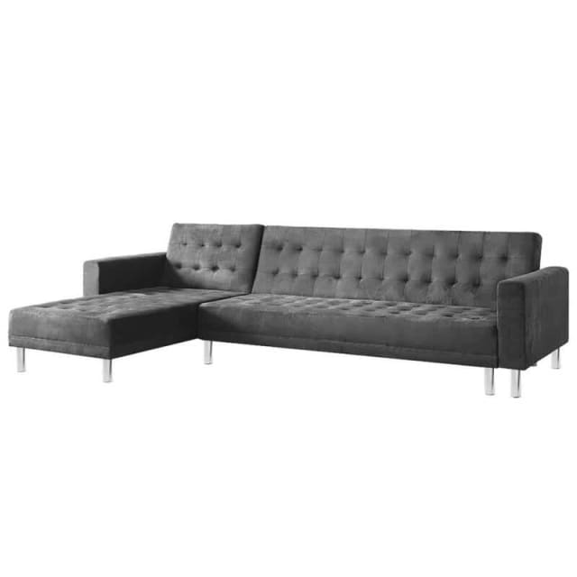 Velvet Corner Wooden Sofa Bed Couch with Chaise Grey Sofas in