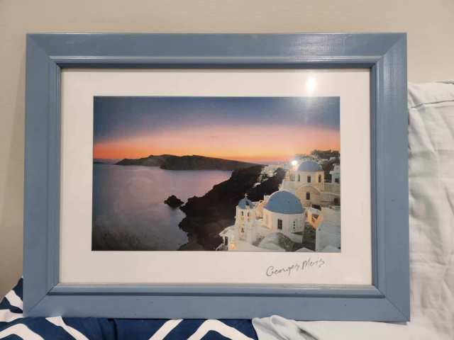 Georges Meis - Mykonos Sunset - Greek print famed w/ glass - Art in ...