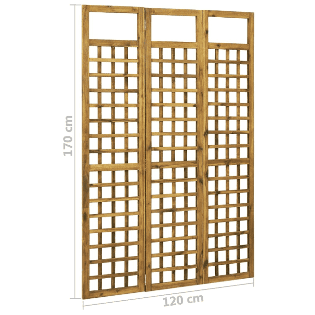 Hulton 3Panel Room Divider/Trellis Solid Acacia Wood 120x170 cm