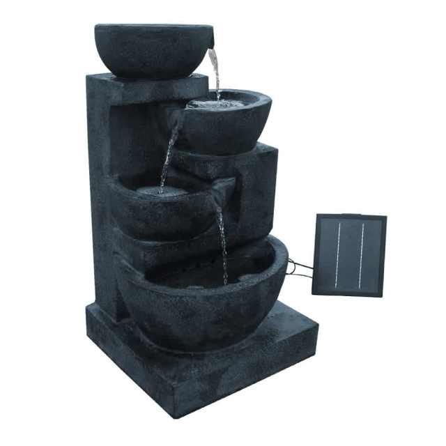 Gardeon Solar Water Feature Cascading Fountain 4Tier Bowl LED Lights