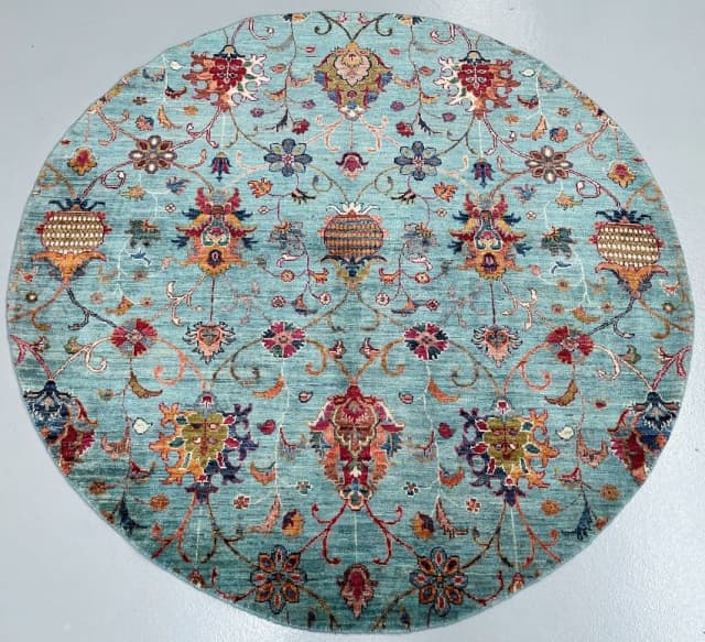 Pure wool hand knotted Afghan Sultani Chobi round rug 1.5x1.5m Rugs