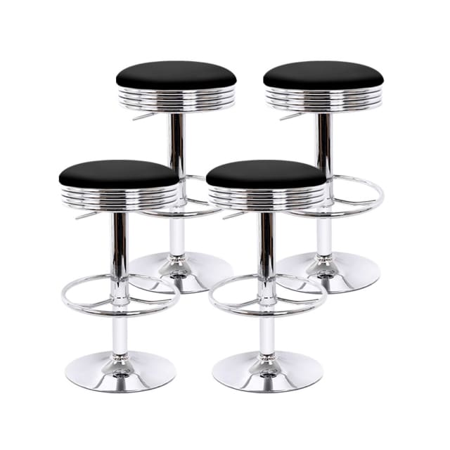 Artiss Set Of 4 Pu Leather Backless Bar, Manly Bar Stools
