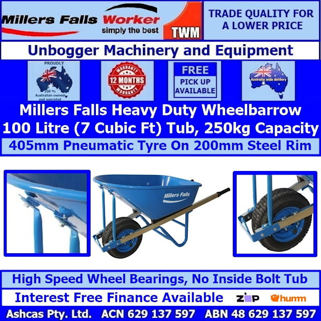 Heavy Duty Steel Builders Wheelbarrow 100Litre 250 KG Capacity Garden