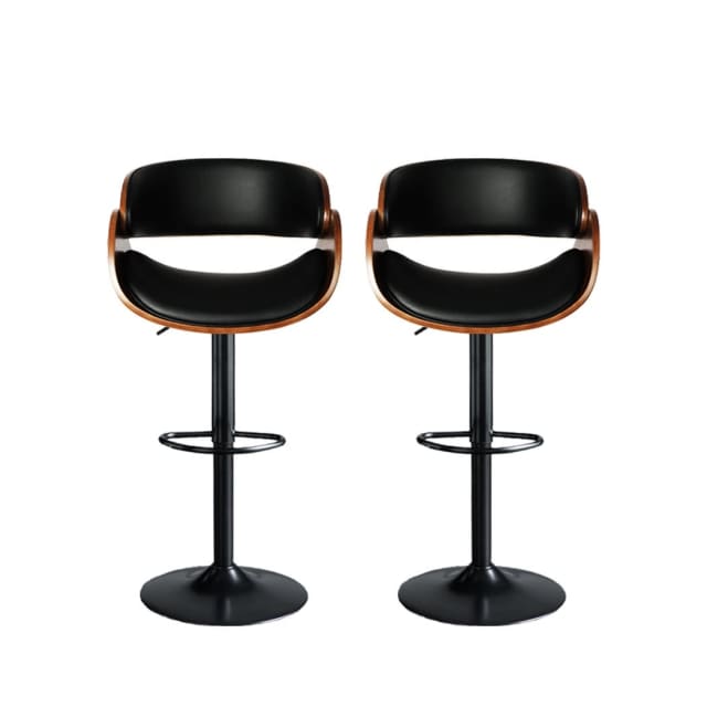 Levede 1x Bar Stools Kitchen Gas Lift Wooden Beech Stool Chair Sw