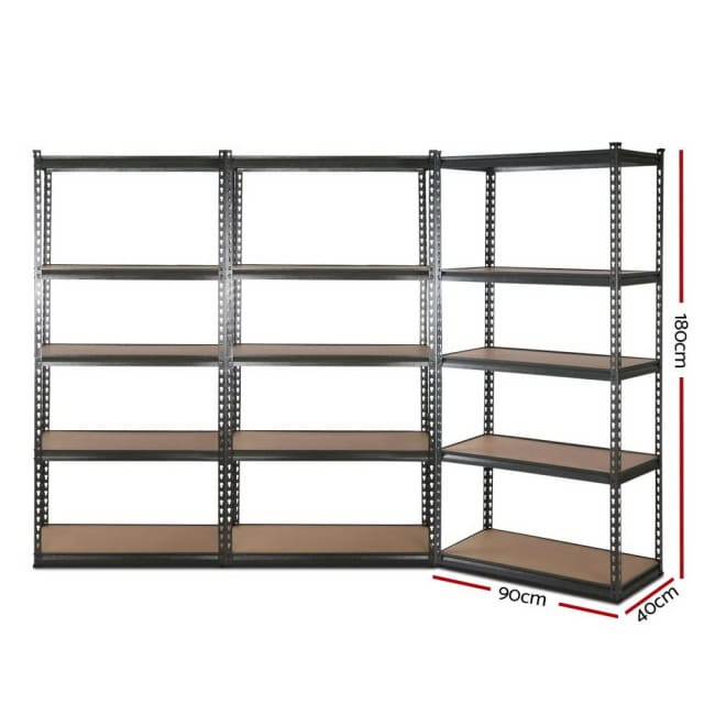 3x1.8M 5Shelves Steel Warehouse Shelving Racking Garage Storage