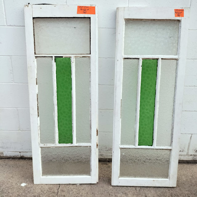 Pair of Heritage embossed stained glass timber casement windows