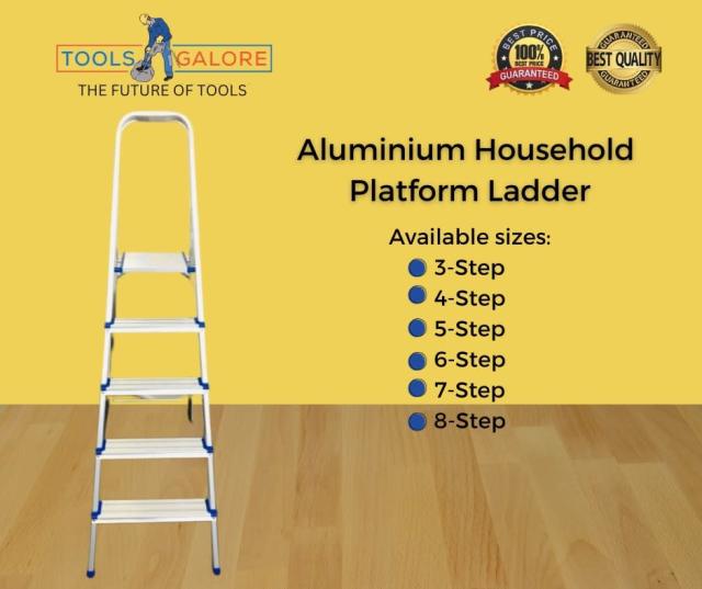 Aluminium Household Platform Ladder - Various Sizes - Ladders 