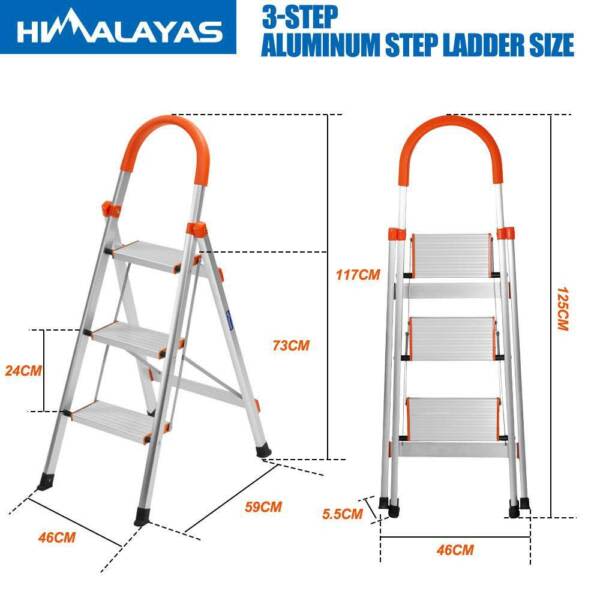 3 Step Ladder Multi Purpose Non Slip Light Weight Foldable Ladders