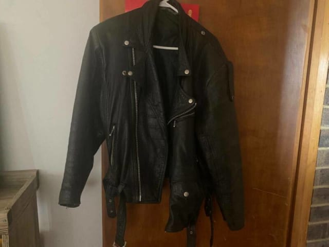 LEATHER jacket brando MOTOR CYCLE style LARGE vintage 70s MOB ONLY ...