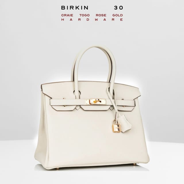 Hermes Birkin 30 Craie Togo Rose Gold Hardware Handbag Bags