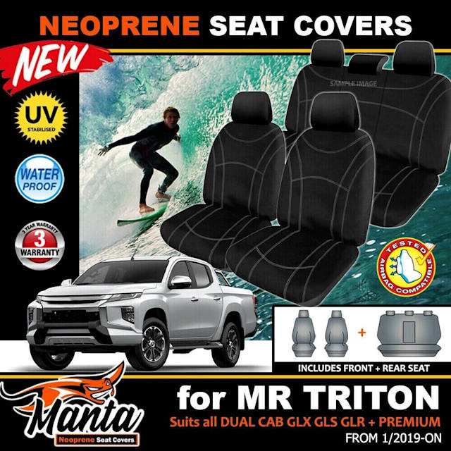 Manta Neoprene Seat Covers 2ROWs Mitsubishi Triton MR DUAL CAB GLX GLR