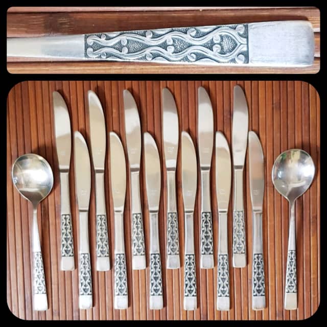 Intermezzo Korea Entree Knives & Soup Spoons,Retro Cutlery,Vintage
