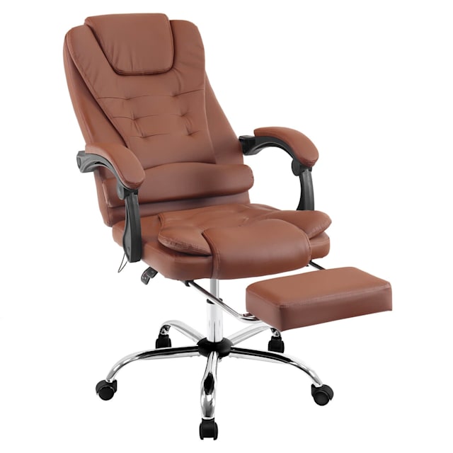 Recliner 7 Point Massage Home Office Chair Heated PU Seat Footrest