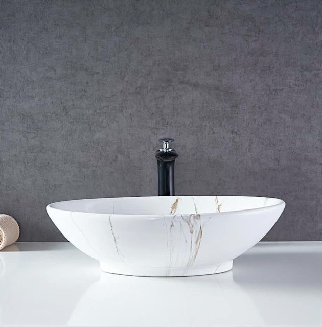 WHITE GOLD MARBLE CERAMIC WASH BASWHITE GOLD MARBLE CEIN BATHROOM SINK