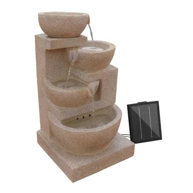 Gardeon Solar Water Feature Cascading Fountain 4Tier Bowl LED Lights