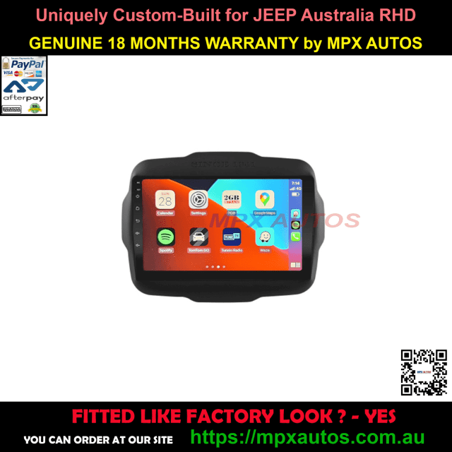 9 INCH HEAD UNIT JEEP RENEGADE 2016 2020 BLUETOOTH NAV CAMERA 1080P