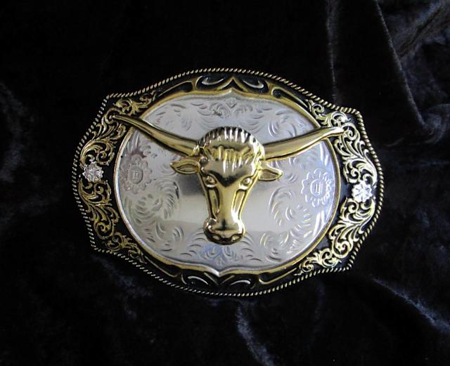 BELT BUCKLE HUABOLA CALYN LONG HORN BULL AUTHENTIC NEW POUCH