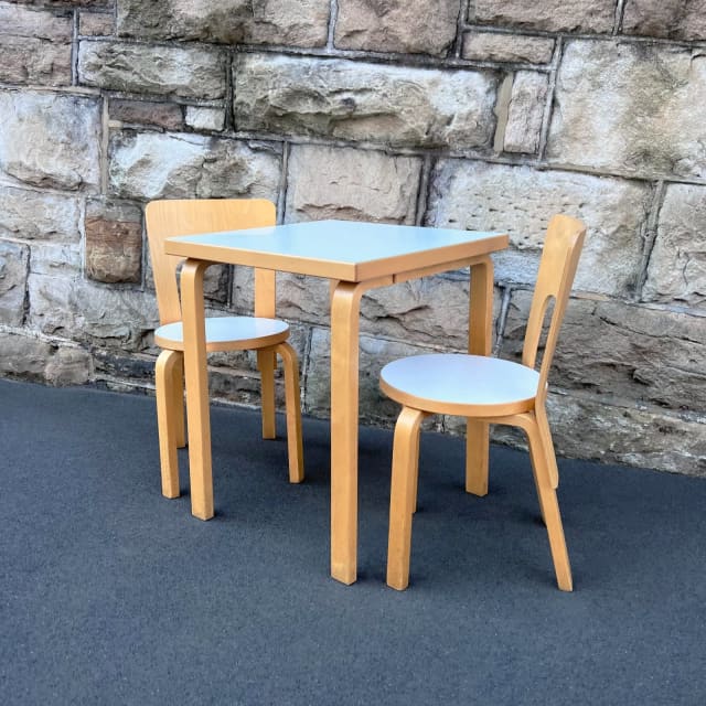 Artek Small Dining table by Alvar Aalto in Birch and White Anibou