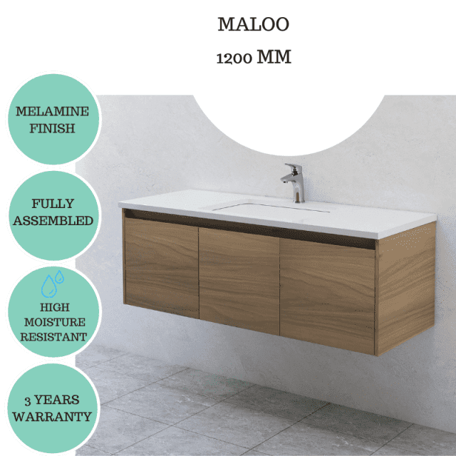 Bathroom vanity Wall hung MALOO Timber look 1200mm Building Materials